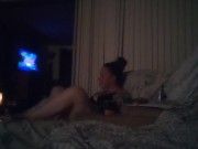 BBW Smoking Cigarettes and Playing Video Games In Black Bra and Panties Part 6 4/16