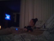 BBW Smoking Cigarettes and Playing Video Games In Black Bra and Panties Part 6 7/16