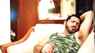 Straight sexy man bored jerking his huge cock