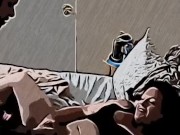 Animated Muscle Guy Destroys Cute Brunettes Pussy