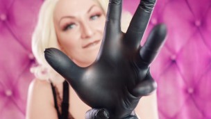 wearing extra small nitrile gloves - GLOVES FETISH video