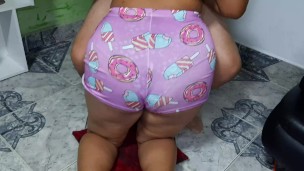 My stepmother is angry with my expenses, I make her happy by letting her give me a delicious blowjob