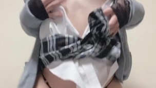 JK女装娘、巨根ディルドでケツイキオナニー