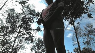 Colombian masturbating in the forest and giving cum