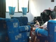 I catch my stepsister fucking her boyfriend in the living room