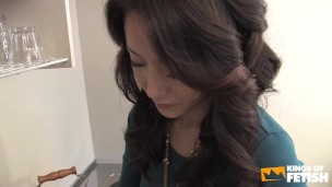 Cute Japanese maid gets her hairy pussy satisfied with toys by her boss