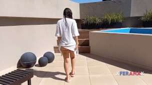 The mos beautiful ass next to the swimming pool