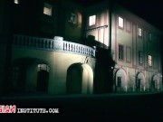 A blonde and a brunette play with dildos 1/16