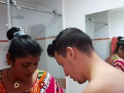 My stepmom interrupts my shower to suck my cock 3/16