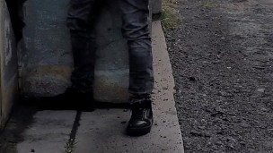 Hot risky wank on street