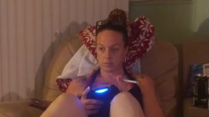 Filming Roommate Smoke Cigarettes In Her Bra and Panties