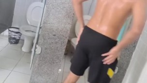 Latin undressing and Changing into public restroom