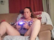 Filming Up Milfs Skirt While She Smokes and Plays Video Games