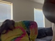 Small petite ebony sucks BBC sneaky blowjob during study time slurp slurp