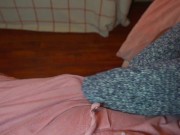 Wet slippery asmr footjob - messy cumshot all over my toes 1/16