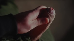 Pulling my smooth foreskin up and down until I cum