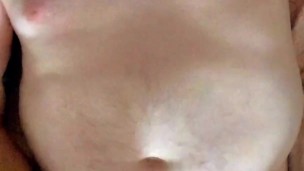 Chubby boy eats his own cum