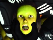 Alien sex in a starship. Female green alien gets fucked by a big monster 10/16