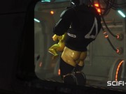 Alien sex in a starship. Female green alien gets fucked by a big monster 11/16