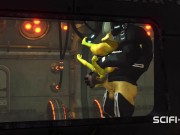 Alien sex in a starship. Female green alien gets fucked by a big monster 13/16