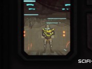 Alien sex in a starship. Female green alien gets fucked by a big monster 14/16