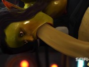 Alien sex in a starship. Female green alien gets fucked by a big monster 15/16