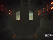 Alien sex in a starship. Female green alien gets fucked by a big monster 7/16