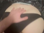 Fiancé lifts my dress up and moves my black panties to fuck 12/16