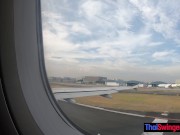 Asian teen GF grabs BFs crotch on a plane and fucked him once they arrived at the hotel 7/16