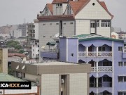 Sex in the bathroom with a beautiful african babe 2/16