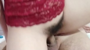 HAIRY PUSSY MIF GETS ORGAZM WHEN RIDING ON MYDICK