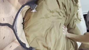 Very close cunnilingus in torn pantyhose, wet pussy, nipple licking female orgasm