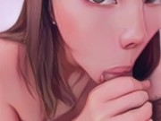 Cute animated Asian teen blowjob and swallows - real person animated 12/16
