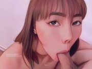 Cute animated Asian teen blowjob and swallows - real person animated 3/16