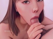 Cute animated Asian teen blowjob and swallows - real person animated 5/16