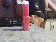 Femdom. Pegging. Dominatrix Nika fucks her sub with a strapon in his ass and mouth 9/16