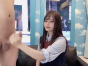 【MM号】マジックミラーでお外丸見え仁王立ち手コキする日本素人美女/亀頭責め/寸止め/JKコスプレ【ゆなぱんちゃんねる】 1/16