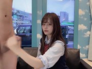【MM号】マジックミラーでお外丸見え仁王立ち手コキする日本素人美女/亀頭責め/寸止め/JKコスプレ【ゆなぱんちゃんねる】 14/16