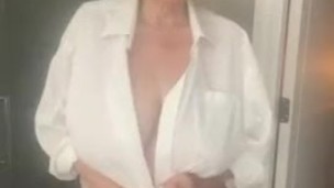 Husbands white shirt and satin panties