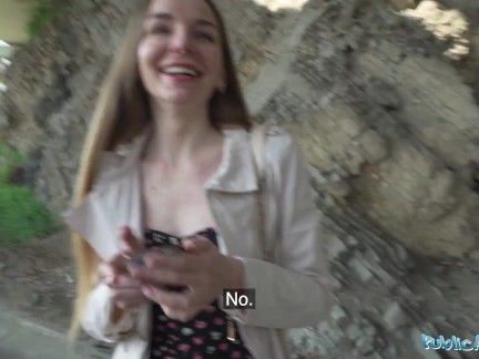 Public Agent - Cute young long haired Ukrainian talked into having sex with a stranger outdoors