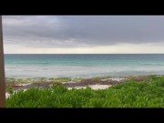 Sexy Blonde Flashing Big Natural Tits While Getting Fondled and Sucked On Public Mexico Beach 3/16