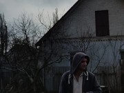 I drink coffee in the garden