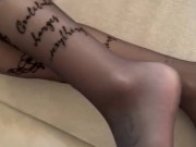 Cum on nylon leggs 4/16