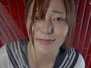 一緒にお風呂にはいろう？制服姿でオナニー♡クリバイブが気持ちよすぎて挿入 9/16