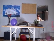 Office Obsession, The naked secretary in the office puts on nylon pantyhose. Milf secretary 21 1 9/16