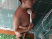 Voyeur in shower room. Maid washes shaves. Depraved housekeeper works without panties. Bathtube 2 10/16