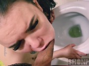 Pissing in the mouth of a beautiful girl (over the toilet) 16/16