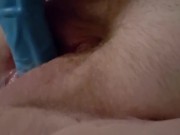 BBW pisses on dildo in her pussy