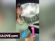 Shy babe masturbating with vibrator then gets out in parking lot for big orgasm finish and flashing spreads - Lelu Love 4/16