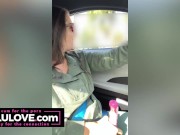 Shy babe masturbating with vibrator then gets out in parking lot for big orgasm finish and flashing spreads - Lelu Love 6/16